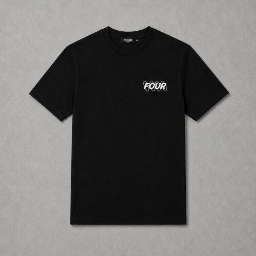 Zwart T-shirt met Wit Logo en Witte Rugprint – Heren Streetwear T-shirt