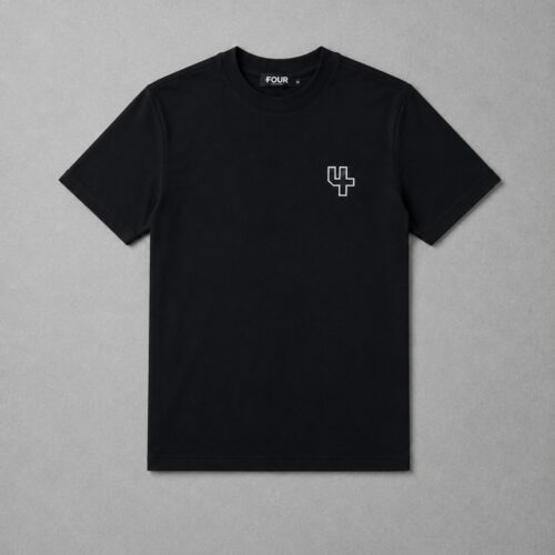 Zwart T-shirt met Wit Plus Logo en Rugprint – Heren Streetwear T-shirt